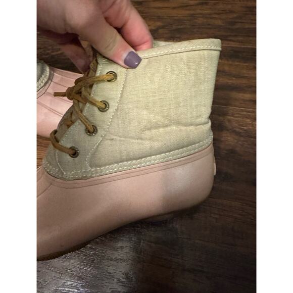 Sperry Top Sider Pink Wool Duck Boots Women’s STS80410 Waterproof Rubber Sz:7 - Picture 2 of 9